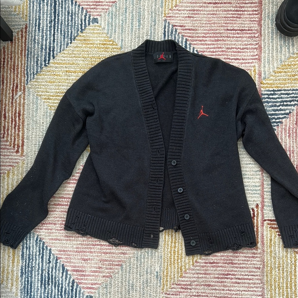 Black Cardigan with Red Logo